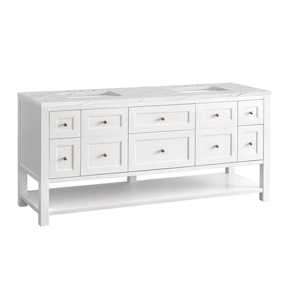 James Martin - Breckenridge 72" Double Vanity, Bright White w/ 3 CM Ethereal Noctis Top w/FreePower Wireless Charger - 330-V72-BW-FENC view 2