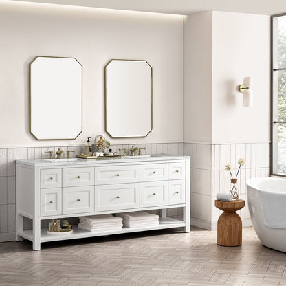 James Martin - Breckenridge 72" Double Vanity, Bright White w/ 3 CM Ethereal Noctis Top w/FreePower Wireless Charger - 330-V72-BW-FENC view 6