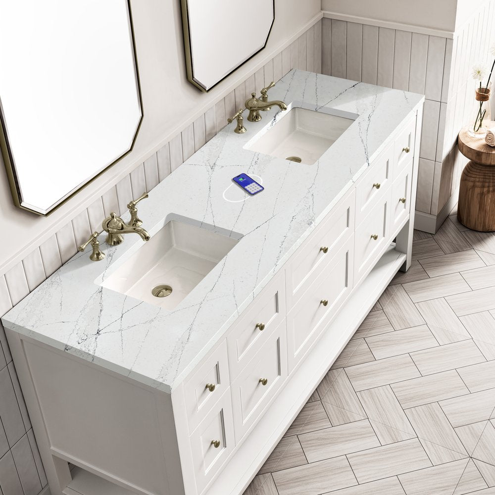 James Martin - Breckenridge 72" Double Vanity, Bright White w/ 3 CM Ethereal Noctis Top w/FreePower Wireless Charger - 330-V72-BW-FENC view 9