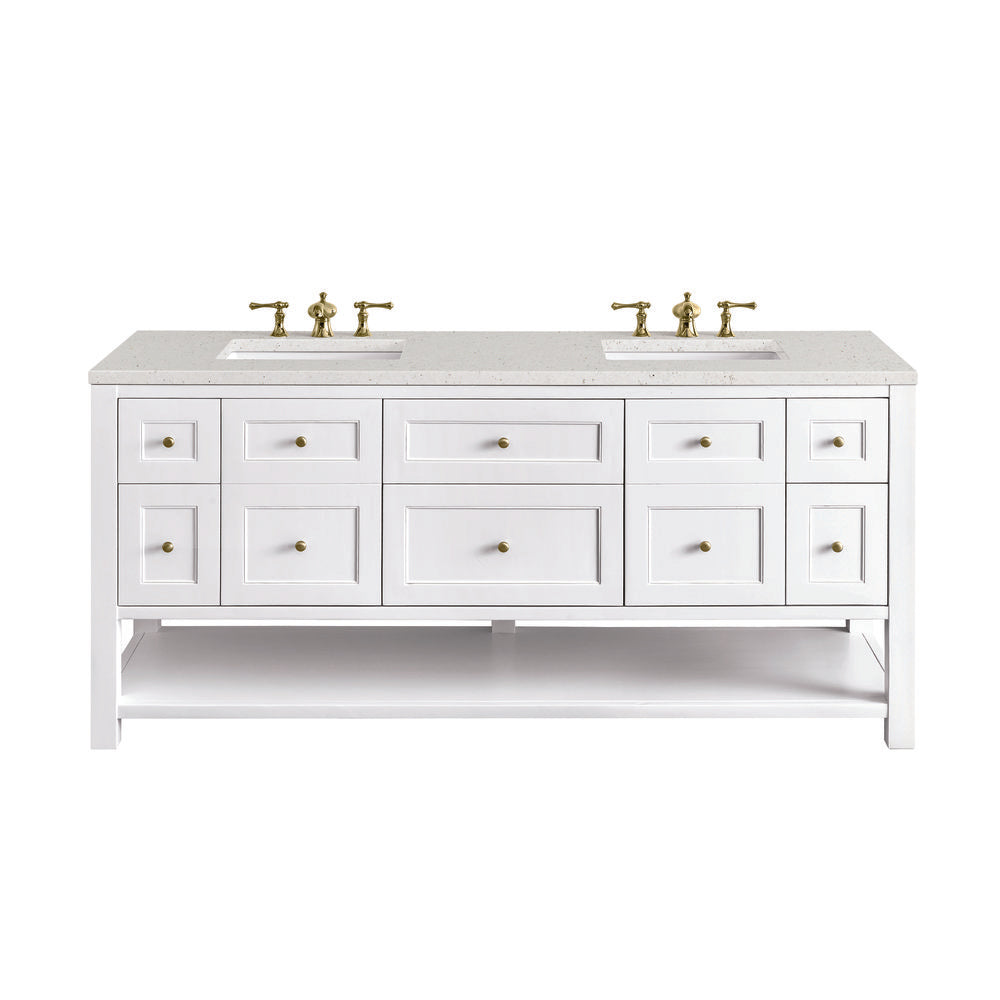 James Martin - Breckenridge 72" Double Vanity, Bright White w/ 3 CM Lime Delight Top - 330-V72-BW-3LDL view 1