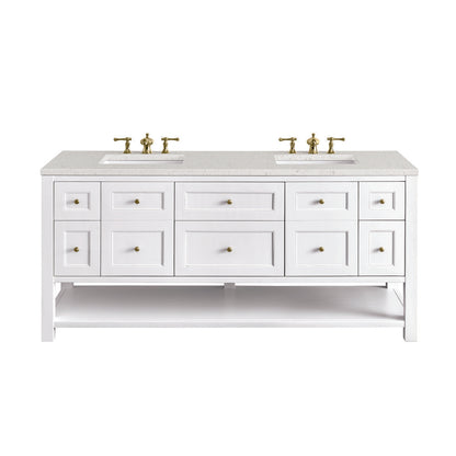 James Martin - Breckenridge 72" Double Vanity, Bright White w/ 3 CM Lime Delight Top - 330-V72-BW-3LDL view 1