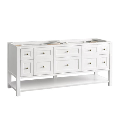 James Martin - Breckenridge 72" Double Vanity, Bright White w/ 3 CM Lime Delight Top - 330-V72-BW-3LDL view 2