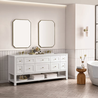 James Martin - Breckenridge 72" Double Vanity, Bright White w/ 3 CM Lime Delight Top - 330-V72-BW-3LDL view 4
