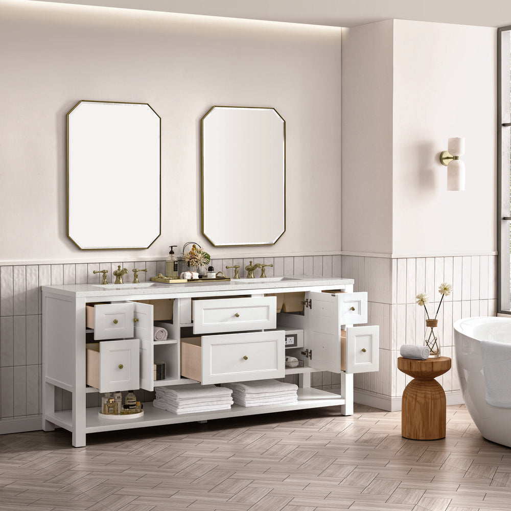 James Martin - Breckenridge 72" Double Vanity, Bright White w/ 3 CM Lime Delight Top - 330-V72-BW-3LDL view 5