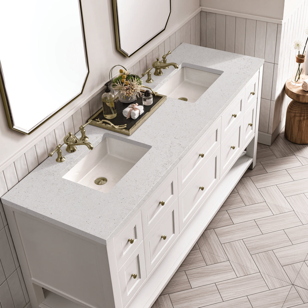 James Martin - Breckenridge 72" Double Vanity, Bright White w/ 3 CM Lime Delight Top - 330-V72-BW-3LDL view 7