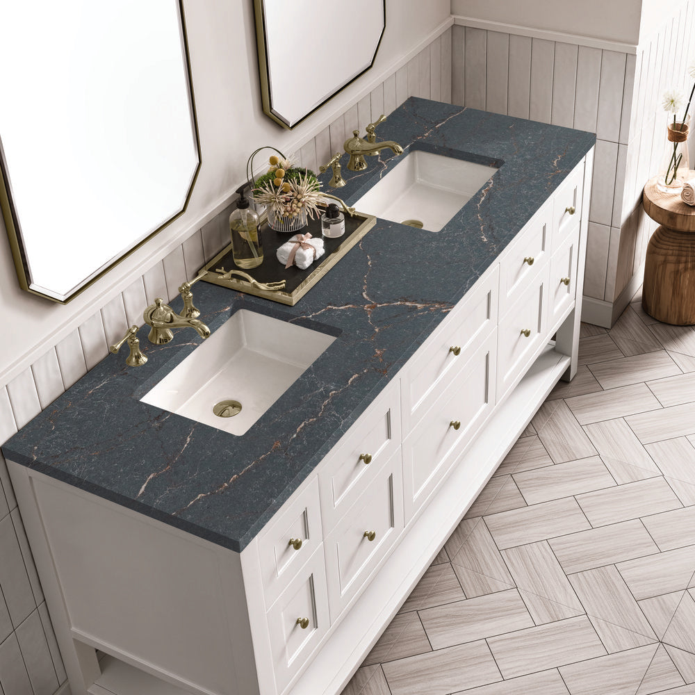 James Martin - Breckenridge 72" Double Vanity, Bright White w/ 3 CM Parisien Bleu Top - 330-V72-BW-3PBL view 7