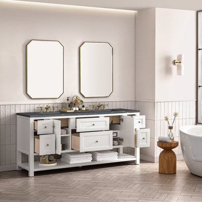 James Martin - Breckenridge 72" Double Vanity, Bright White w/ 3 CM Parisien Bleu Top w/FreePower Wireless Charger - 330-V72-BW-FPBL view 6