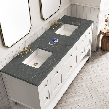 James Martin - Breckenridge 72" Double Vanity, Bright White w/ 3 CM Parisien Bleu Top w/FreePower Wireless Charger - 330-V72-BW-FPBL view 8