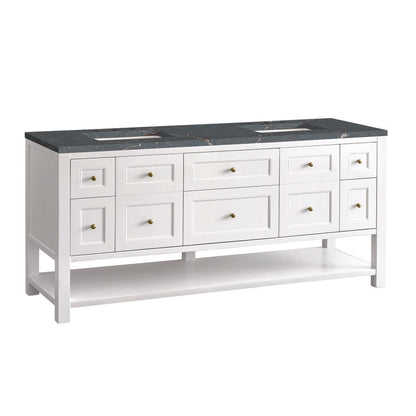 James Martin - Breckenridge 72" Double Vanity, Bright White w/ 3 CM Parisien Bleu Top w/FreePower Wireless Charger - 330-V72-BW-FPBL view 11
