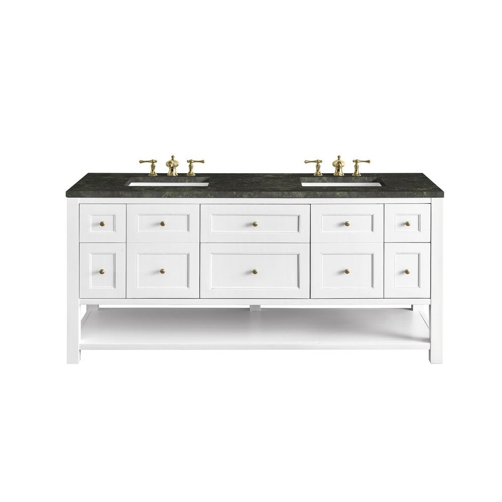 James Martin - Breckenridge 72" Double Vanity, Bright White, w/ 3 CM Phantome Eclos Top - 330-V72-BW-3PHT view 1
