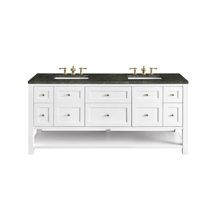 James Martin - Breckenridge 72" Double Vanity, Bright White, w/ 3 CM Phantome Eclos Top - 330-V72-BW-3PHT view 1