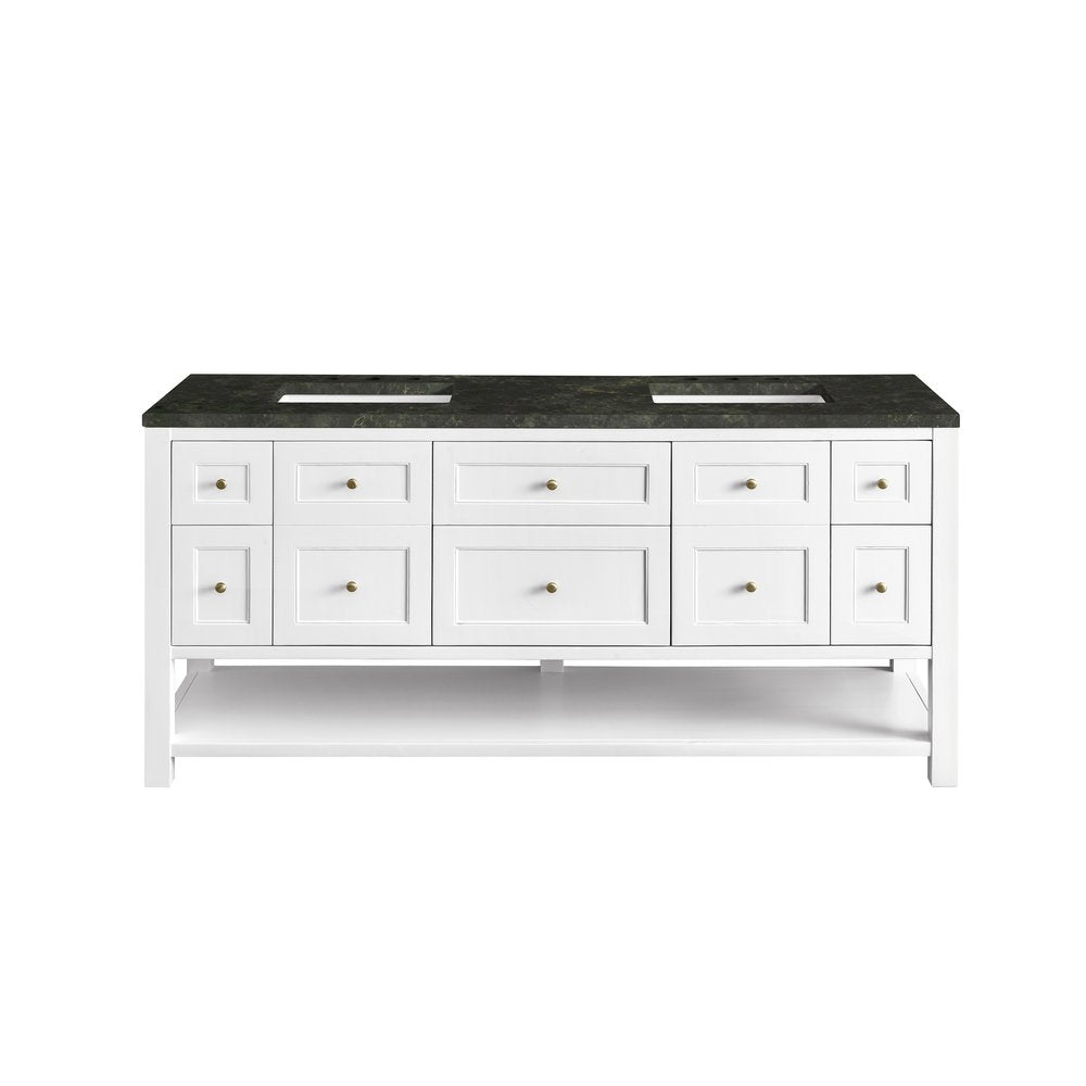 James Martin - Breckenridge 72" Double Vanity, Bright White, w/ 3 CM Phantome Eclos Top - 330-V72-BW-3PHT view 2