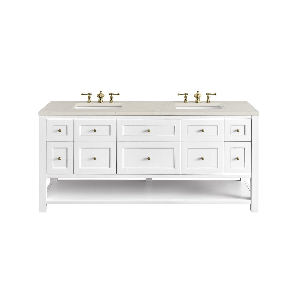 James Martin - Breckenridge 72" Double Vanity, Bright White, w/ 3 CM Siberian Silestone Top - 330-V72-BW-3SFR view 1
