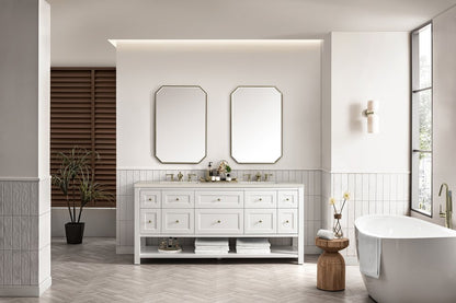 James Martin - Breckenridge 72" Double Vanity, Bright White, w/ 3 CM Siberian Silestone Top - 330-V72-BW-3SFR view 4