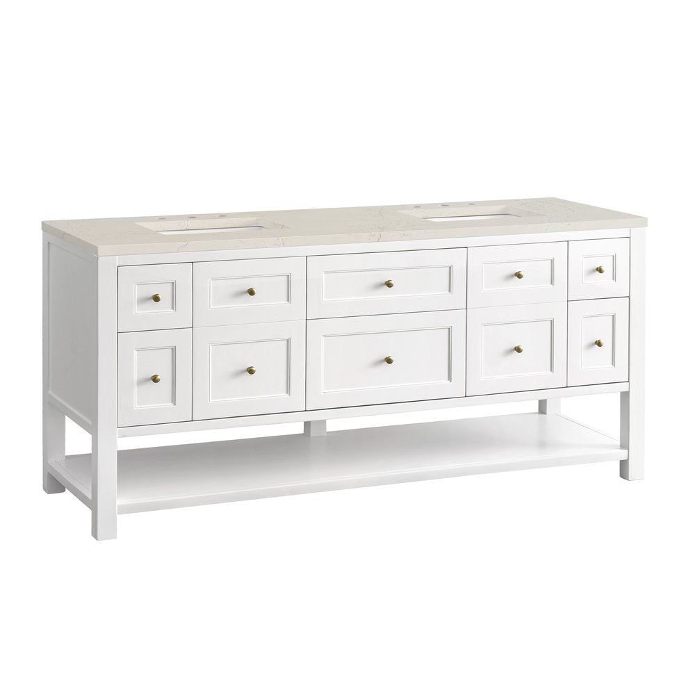 James Martin - Breckenridge 72" Double Vanity, Bright White, w/ 3 CM Siberian Silestone Top - 330-V72-BW-3SFR view 10