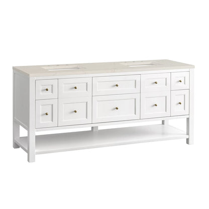 James Martin - Breckenridge 72" Double Vanity, Bright White, w/ 3 CM Siberian Silestone Top - 330-V72-BW-3SFR view 10