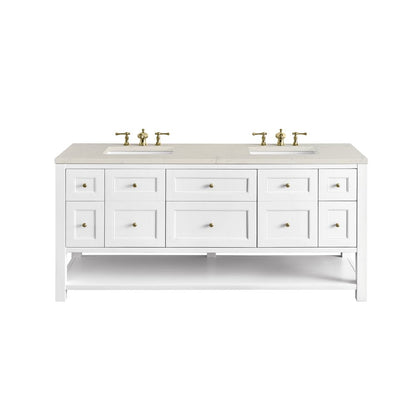 James Martin - Breckenridge 72" Double Vanity, Bright White, w/ 3 CM Siberian Silestone Top w/FreePower Wireless Charger - 330-V72-BW-FSFR view 1