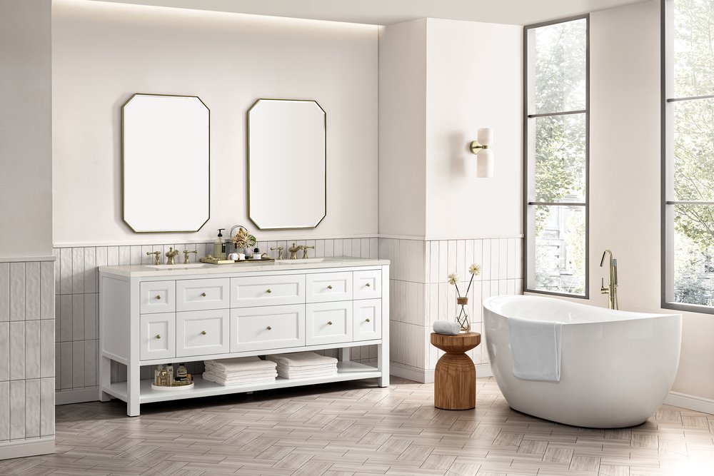 James Martin - Breckenridge 72" Double Vanity, Bright White, w/ 3 CM Siberian Silestone Top w/FreePower Wireless Charger - 330-V72-BW-FSFR view 5