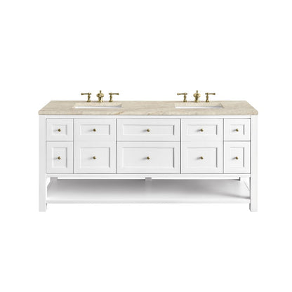 James Martin - Breckenridge 72" Double Vanity, Bright White, w/ 3 CM Tajnar Eclos Top - 330-V72-BW-3TJR view 1
