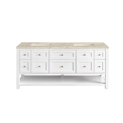 James Martin - Breckenridge 72" Double Vanity, Bright White, w/ 3 CM Tajnar Eclos Top - 330-V72-BW-3TJR view 2