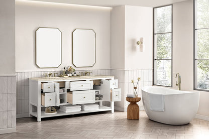 James Martin - Breckenridge 72" Double Vanity, Bright White, w/ 3 CM Tajnar Eclos Top - 330-V72-BW-3TJR view 6