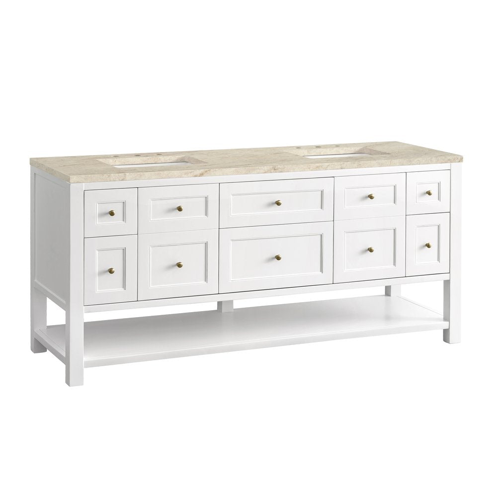James Martin - Breckenridge 72" Double Vanity, Bright White, w/ 3 CM Tajnar Eclos Top - 330-V72-BW-3TJR view 10