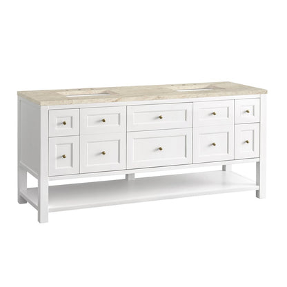 James Martin - Breckenridge 72" Double Vanity, Bright White, w/ 3 CM Tajnar Eclos Top - 330-V72-BW-3TJR view 10