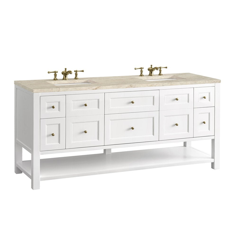 James Martin - Breckenridge 72" Double Vanity, Bright White, w/ 3 CM Tajnar Eclos Top - 330-V72-BW-3TJR view 11