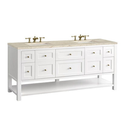 James Martin - Breckenridge 72" Double Vanity, Bright White, w/ 3 CM Tajnar Eclos Top - 330-V72-BW-3TJR view 11