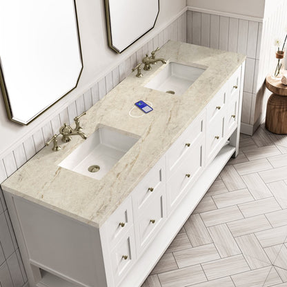 James Martin - Breckenridge 72" Double Vanity, Bright White, w/ 3 CM Tajnar Eclos Top w/FreePower Wireless Charger - 330-V72-BW-FTJR view 8