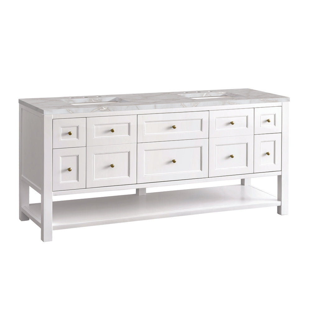 James Martin - Breckenridge 72" Double Vanity, Bright White w/ 3 CM Victorian Silver Top - 330-V72-BW-3VSL view 10