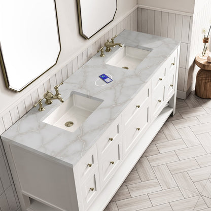 James Martin - Breckenridge 72" Double Vanity, Bright White w/ 3 CM Victorian Silver Top w/FreePower Wireless Charger - 330-V72-BW-FVSL view 8