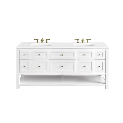 James Martin - Breckenridge 72" Double Vanity, Bright White w/ 3 CM White Zeus Top - 330-V72-BW-3WZ view 1