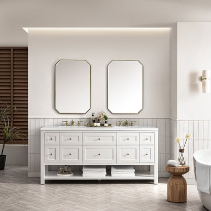 James Martin - Breckenridge 72" Double Vanity, Bright White w/ 3 CM White Zeus Top - 330-V72-BW-3WZ view 4