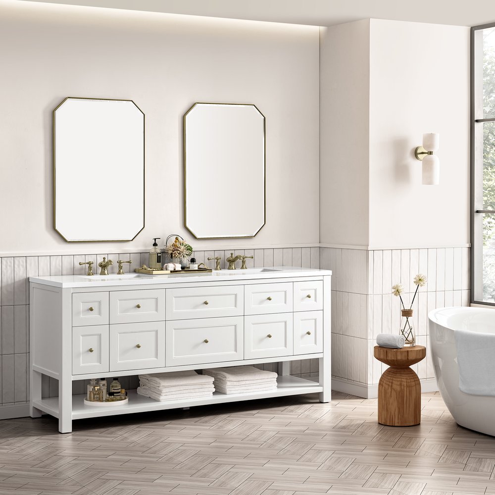 James Martin - Breckenridge 72" Double Vanity, Bright White w/ 3 CM White Zeus Top - 330-V72-BW-3WZ view 5