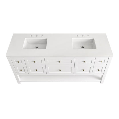 James Martin - Breckenridge 72" Double Vanity, Bright White w/ 3 CM White Zeus Top - 330-V72-BW-3WZ view 8