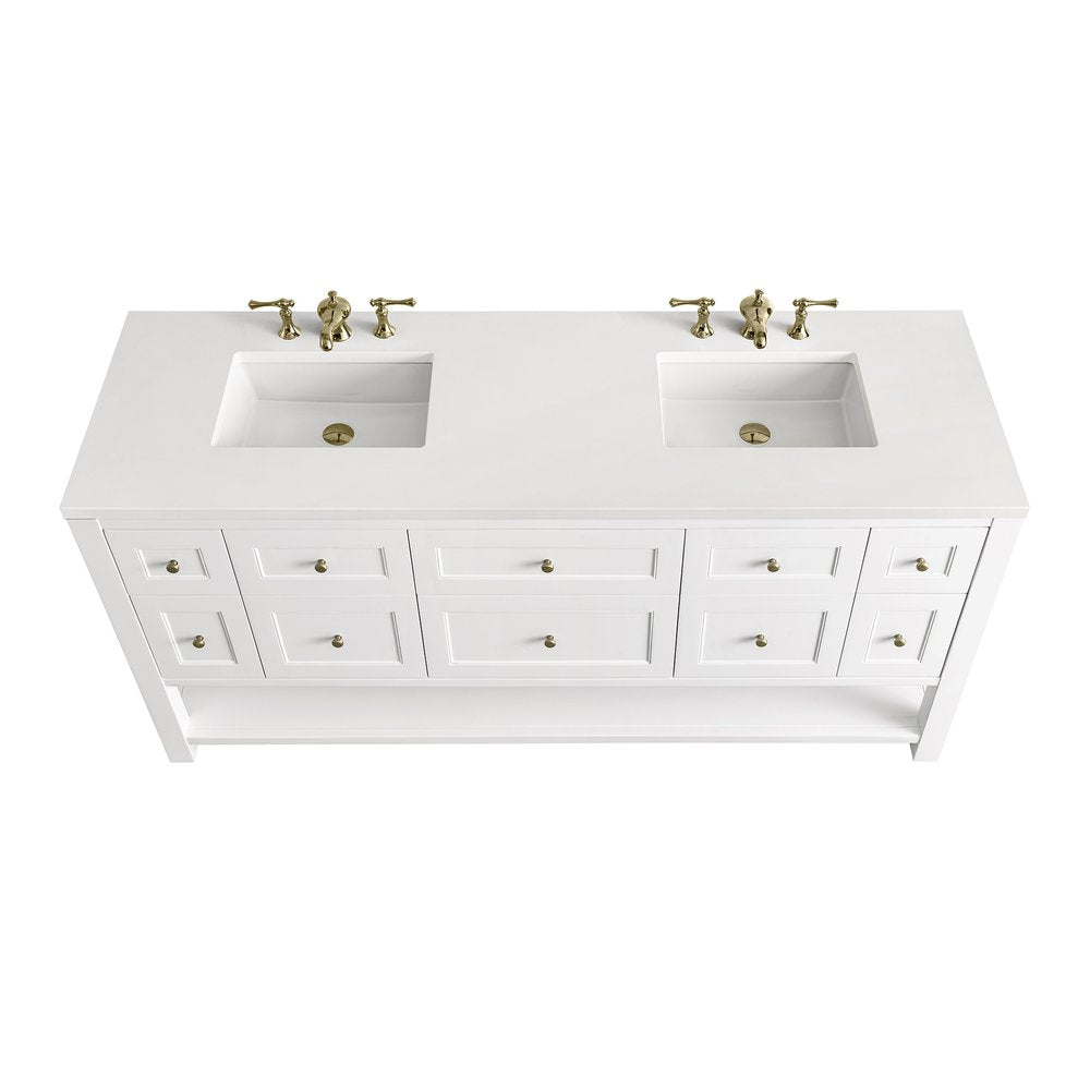 James Martin - Breckenridge 72" Double Vanity, Bright White w/ 3 CM White Zeus Top - 330-V72-BW-3WZ view 9