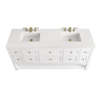 James Martin - Breckenridge 72" Double Vanity, Bright White w/ 3 CM White Zeus Top - 330-V72-BW-3WZ view 9