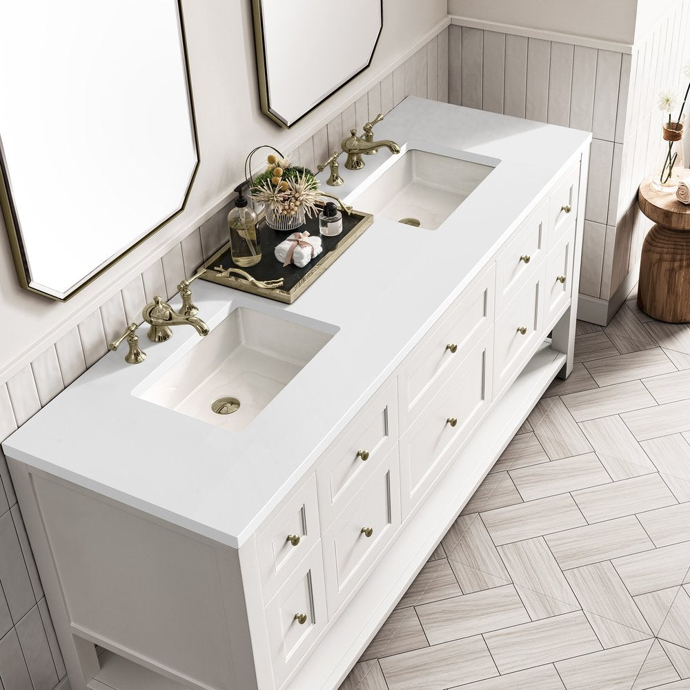 James Martin - Breckenridge 72" Double Vanity, Bright White w/ 3 CM White Zeus Top - 330-V72-BW-3WZ view 10