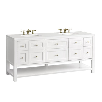 James Martin - Breckenridge 72" Double Vanity, Bright White w/ 3 CM White Zeus Top - 330-V72-BW-3WZ view 14