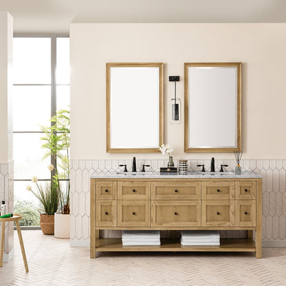 James Martin - Breckenridge 72" Double Vanity, Light Natural Oak w/ 3 CM Carrara Marble Top - 330-V72-LNO-3CAR view 3
