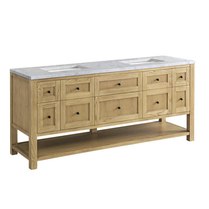 James Martin - Breckenridge 72" Double Vanity, Light Natural Oak w/ 3 CM Carrara Marble Top - 330-V72-LNO-3CAR view 11
