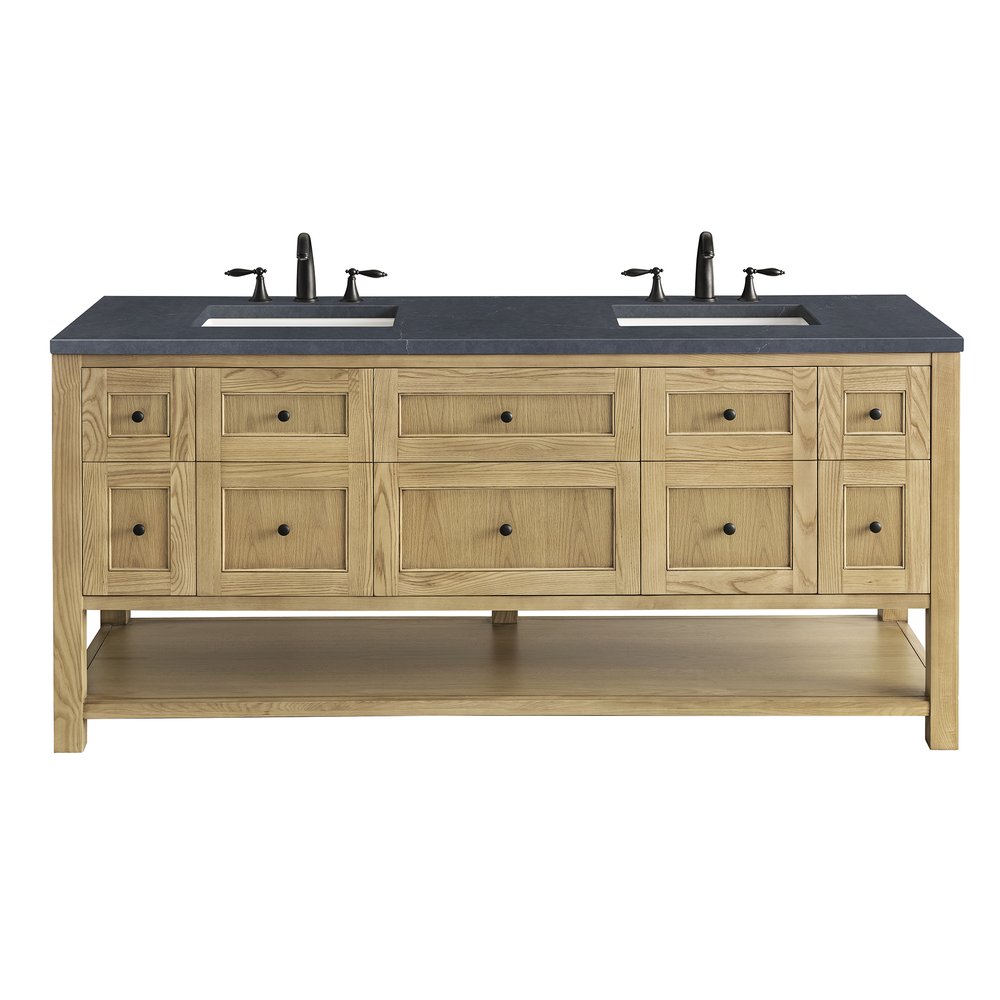 James Martin - Breckenridge 72" Double Vanity, Light Natural Oak w/ 3 CM Charcoal Soapstone Top - 330-V72-LNO-3CSP view 1