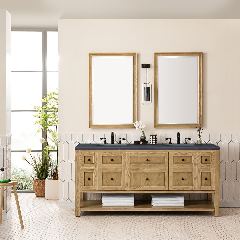 James Martin - Breckenridge 72" Double Vanity, Light Natural Oak w/ 3 CM Charcoal Soapstone Top - 330-V72-LNO-3CSP view 3