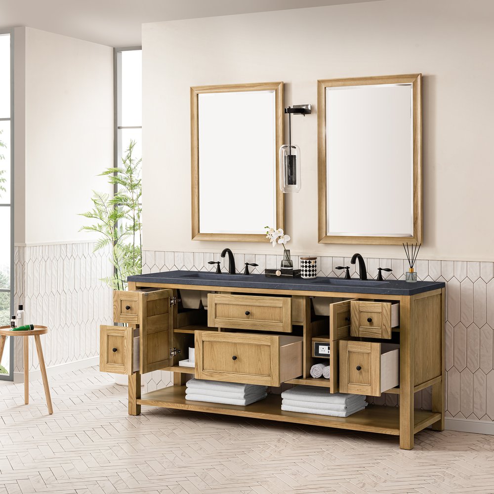James Martin - Breckenridge 72" Double Vanity, Light Natural Oak w/ 3 CM Charcoal Soapstone Top - 330-V72-LNO-3CSP view 6