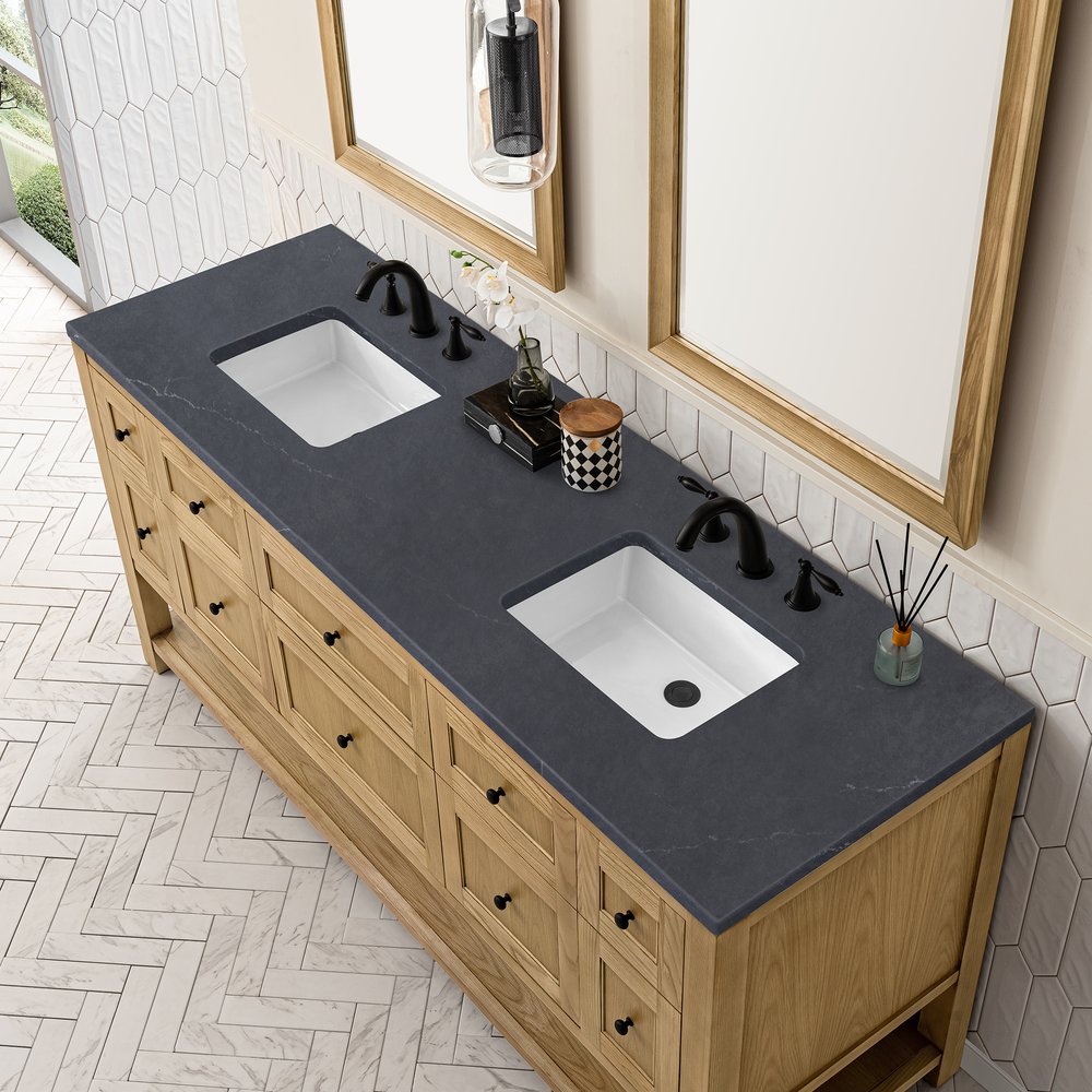 James Martin - Breckenridge 72" Double Vanity, Light Natural Oak w/ 3 CM Charcoal Soapstone Top - 330-V72-LNO-3CSP view 8