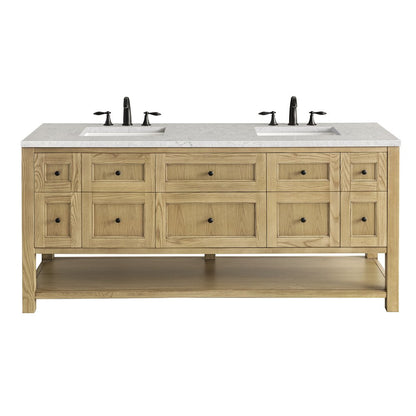 James Martin - Breckenridge 72" Double Vanity, Light Natural Oak w/ 3 CM Eternal Jasmine Pearl Top - 330-V72-LNO-3EJP view 1