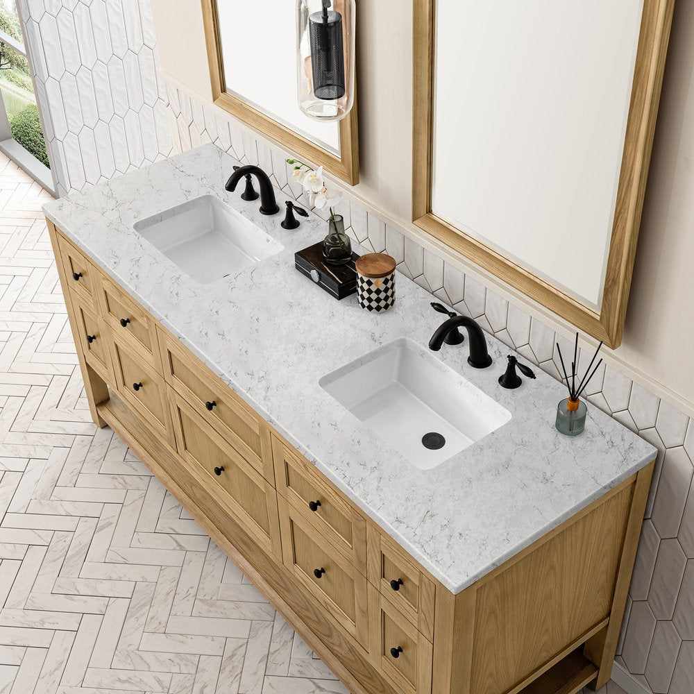 James Martin - Breckenridge 72" Double Vanity, Light Natural Oak w/ 3 CM Eternal Jasmine Pearl Top - 330-V72-LNO-3EJP view 8