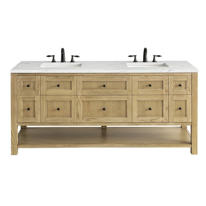 James Martin - Breckenridge 72" Double Vanity, Light Natural Oak w/ 3 CM Ethereal Noctis Top - 330-V72-LNO-3ENC view 1