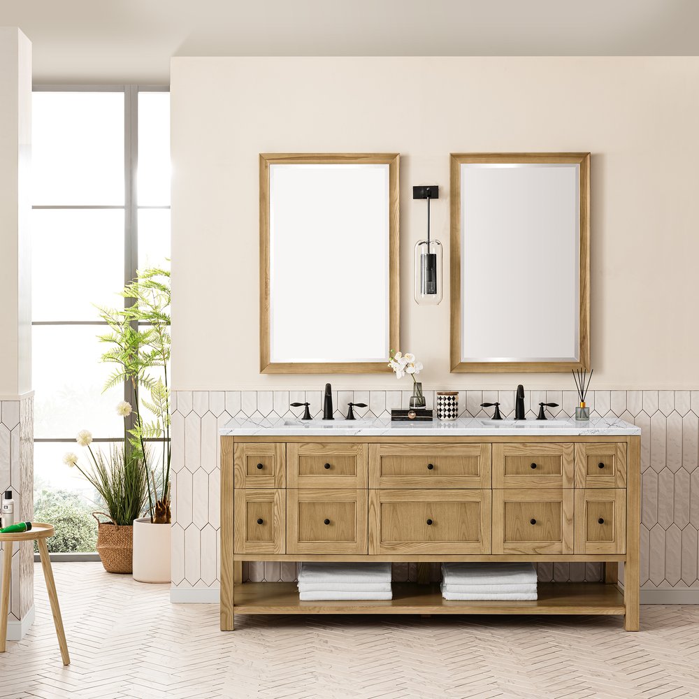 James Martin - Breckenridge 72" Double Vanity, Light Natural Oak w/ 3 CM Ethereal Noctis Top - 330-V72-LNO-3ENC view 3